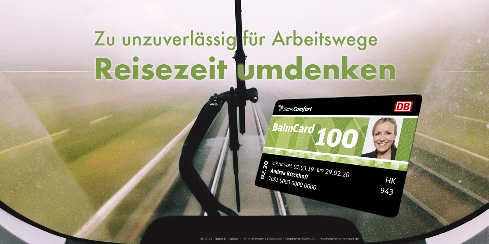 Bahn zu unzuverlässig? | © 2021 Claus R. Kullak | Linus Mimietz / Unsplash | Deutsche Bahn AG | resdomestica.prepon.de